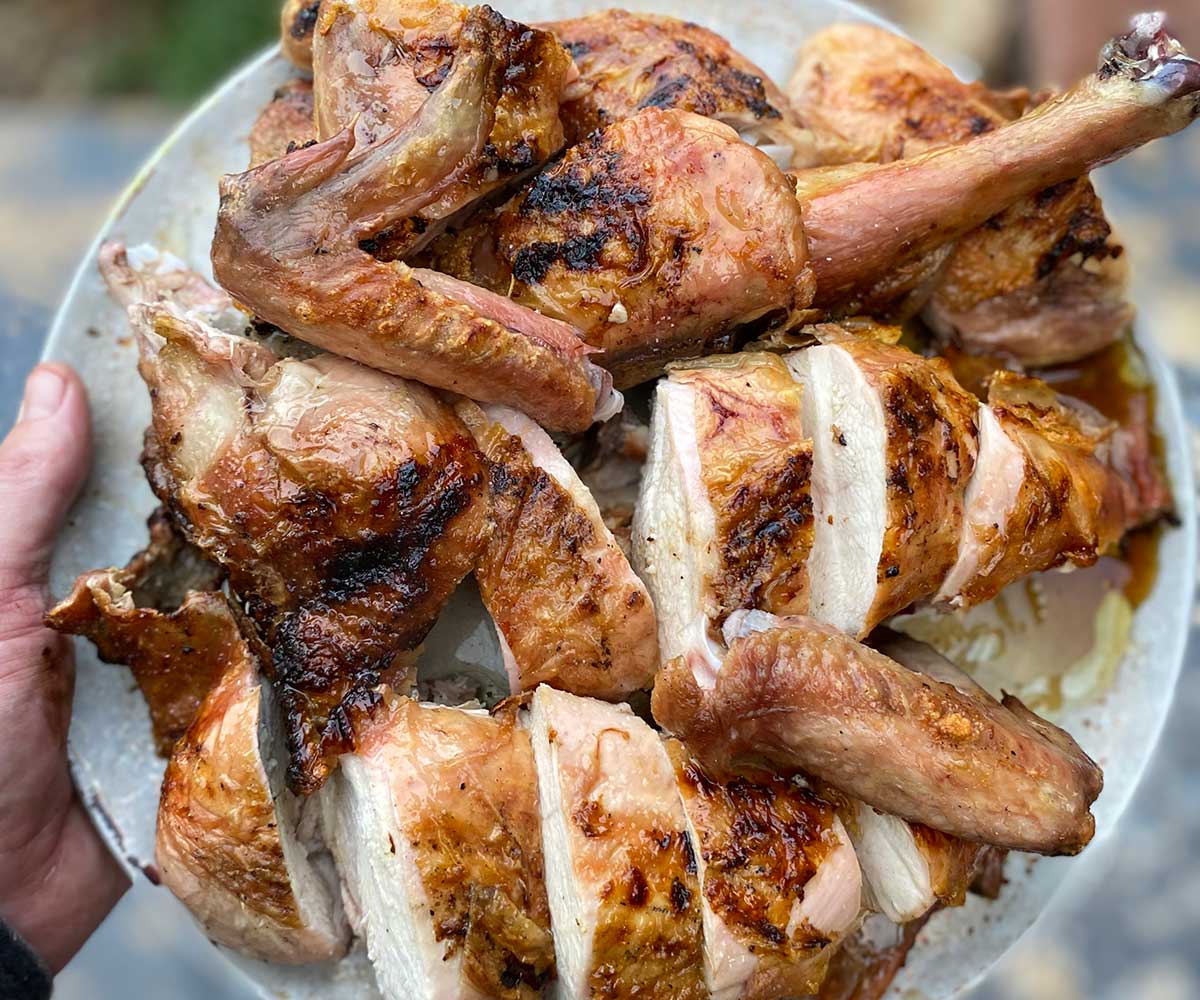 Greek spiced grilled whole chook