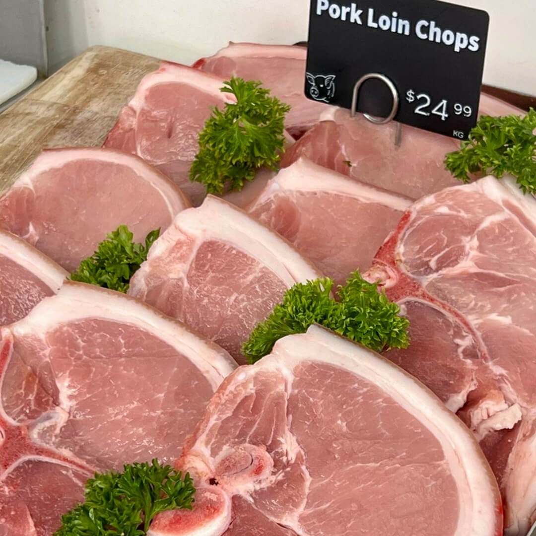 Cromwell Farms Pork Loin Chops at Devine Quality Meats Butcher in Mullumbimby