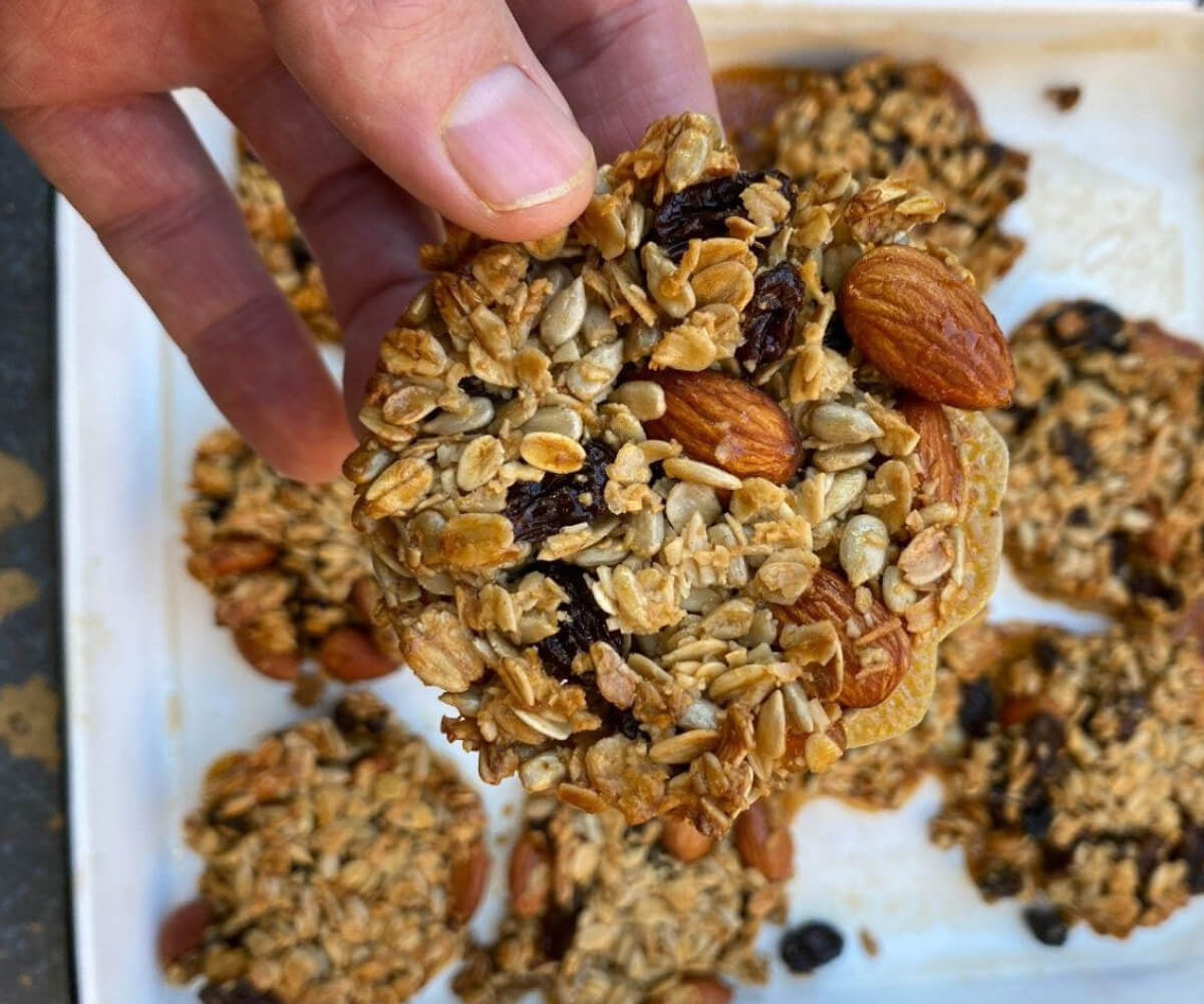 Oats, almonds and berries come together in a breakfast Granola biscuit