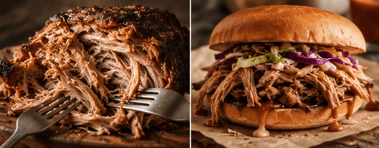 pork collar butt tender shredded and burger